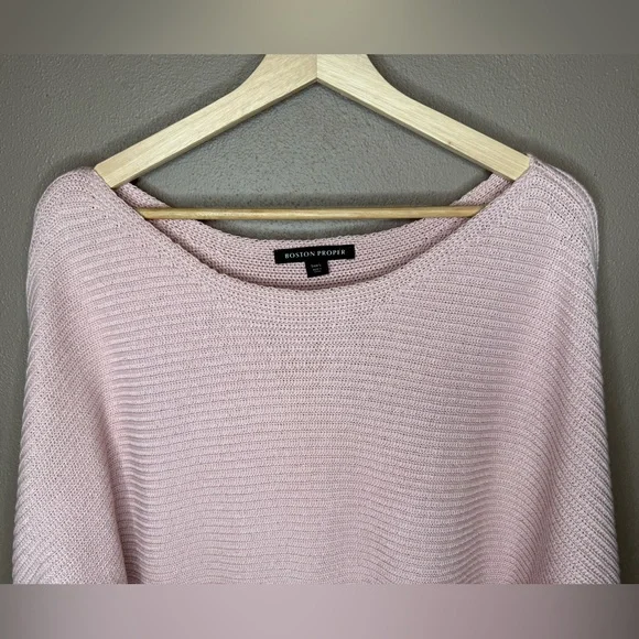 Boston Proper Women's Soft Pink Off the Shoulder Knit Sweater Size Large Preppy - Picture 5 of 16